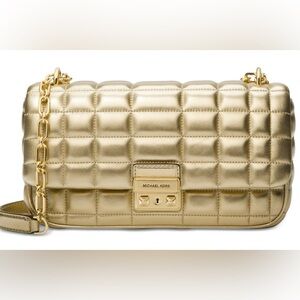 Tribeca Large Convertible Chain Shoulder Bag Pale Gold